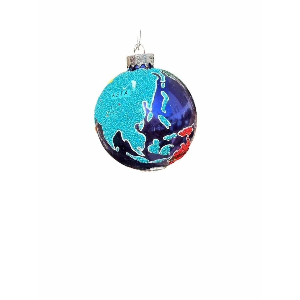 Holiday Lane World Traveler Color Beaded Globe Christmas Ornament